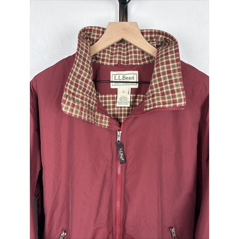 VTG LL Bean Bomber Jacket Mens XL Red Plaid Lining Zip Pockets Outdoors Gorpcore - Picture 2 of 12